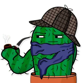 🤔 cactus, détective, pipe, chapeau, plante, mystère telegram sticker