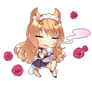 🌟 애니메이션 여자, 메이드, 치비, 귀여운, 귀여운, 만화 telegram sticker