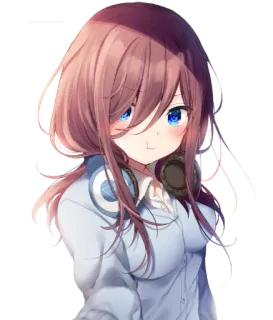 😤 Miku Nakano The Quintessential Quintuplets anime, manga, girl, headphones, cute telegram sticker
