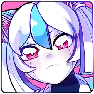 😐 애니메이션, 만화, 로봇, 사이보그, 소녀, 귀여운, 캐릭터 telegram sticker