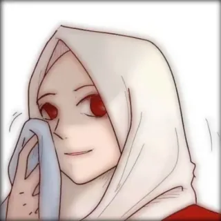 🤸‍♀ vrouw, hijab, moslim, anime, hoofddoek, vrouwelijk, tekening telegram sticker