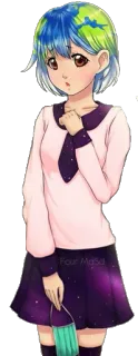 😲 Earth-chan earth-chan, anime, garota, planeta, máscara telegram sticker