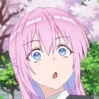 🐻 Anime, pinke Haare, überrascht, blaue Augen, Mädchen, süß telegram sticker