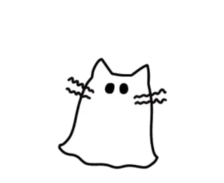 🎃 кот, призрак, хэллоуин, жуткий, милый, животное, наклейка whatsapp sticker