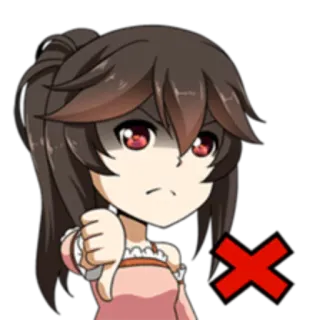 👎 Anime, Figur, Gefällt mir nicht, Daumen runter, Chibi, Nein whatsapp sticker