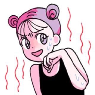 😏 dessin animé, transpiration, fille, mignon, animé, manga telegram sticker