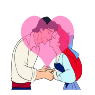 😘 Ariel The Little Mermaid baiser, princesse, prince, disney, amour, dessin animé telegram sticker