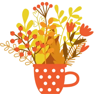 💐 꽃, 가을, 꽃다발, 컵, 오렌지 telegram sticker