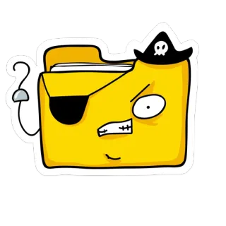 ☠ pirate, folder, cartoon, skull, one eye, yellow telegram sticker