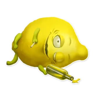 😝 limão, bêbado, garrafa, desenho animado, cigarro, engraçado telegram sticker