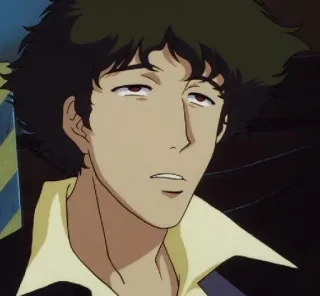 😒 Spike Spiegel Cowboy Bebop Anime, Cowboy Bebop, Spike Spiegel, Anime 90s, Retro, Dibujo animado, Retrato telegram sticker