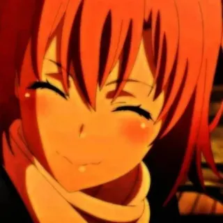 🖇 anime, meisje, glimlachend, rood haar, sjaal telegram sticker