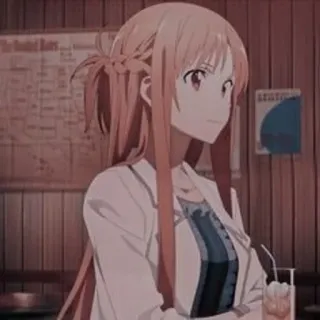 🍂 Asuna Yuuki Sword Art Online Anime, Karakter, Rambut Oranye, Sword Art Online, Asuna whatsapp sticker
