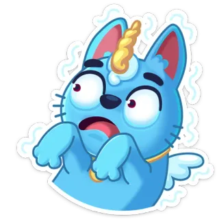 😳 アニメ, 猫, ユニコーン, 表情, 怖い, びっくり telegram sticker