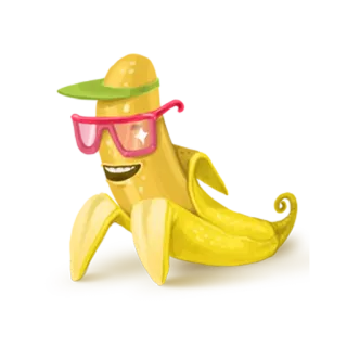 🍌 банан, фрукт, мультфильм, солнцезащитные очки, шляпа, лето, крутой telegram sticker
