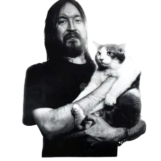 😼 hombre, gato, mascota, blanco y negro, retrato whatsapp sticker