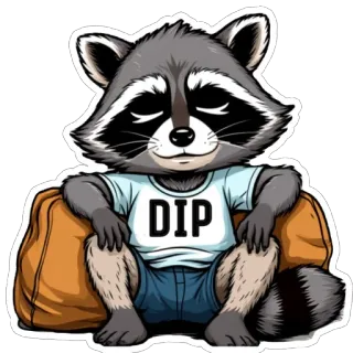 🫥 DIP Waschbär, Tier, Cartoon, Figur, Tunke, Chillen, Entspannt, Süß telegram sticker