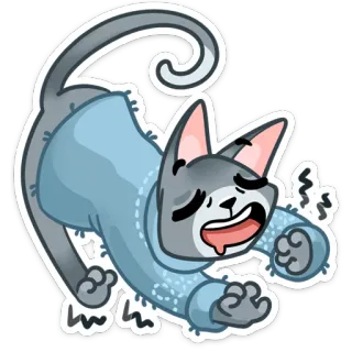 😴 кот, потягивание, свитер, милый, мультфильм telegram sticker