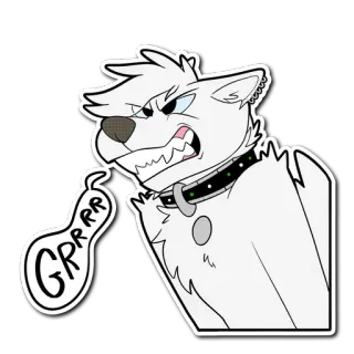 😡 GRRR wolf, boos, grommen, dier, sticker, halsband telegram sticker