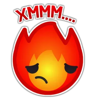 🤨 XMMM... 火, 絵文字, 悲しい, 赤, 漫画, 感情, 表情 telegram sticker