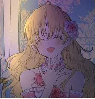 🤍 anime, girl, flower, dress, cute, cartoon, illustration whatsapp sticker