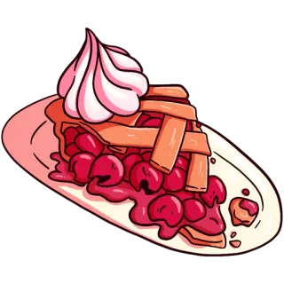 🍰 pie, cherry pie, dessert, food, sweet, baked, pastry, whipped cream telegram sticker
