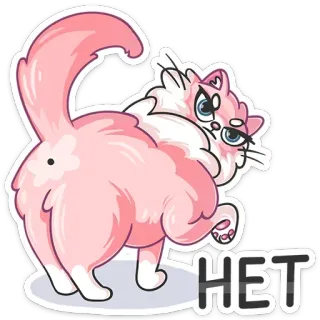 😑 HET 猫, 粉色, 可爱, 生气, 俄语, 不, 卡通 telegram sticker
