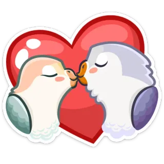 ❤ amour, oiseaux, baiser, cœur, dessin animé, mignon, animal whatsapp sticker
