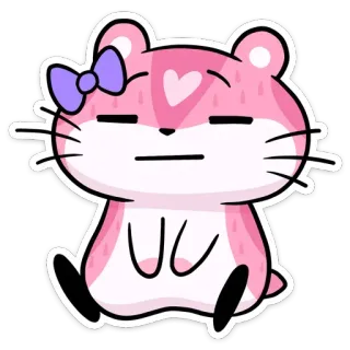 😐 hamster, rosa, fofo, animal, desenho animado, adesivo telegram sticker
