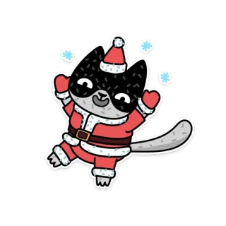 😃 고양이, 산타, 크리스마스, 겨울, 눈, 귀여운 telegram sticker