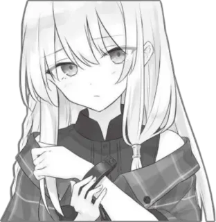 🔒 Anime Mädchen, Manga, Traurig, Monochrom telegram sticker