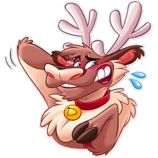😅 Rentier, Tier, Cartoon, Emotion, Sticker telegram sticker