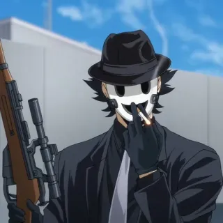 🚬 anime, gun, character, smoking, mask, suit telegram sticker