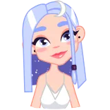 💋 Frau, Mond, lila Haare, Cartoon, Figur telegram sticker