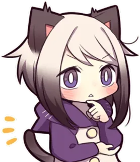 🤔 Anime, Fille Chat, Kawaii, Mignon, Dessin animé, Personnage, Manga whatsapp sticker