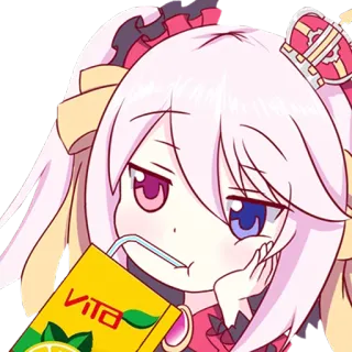 😒 VITA garota anime, caixa de suco, entediado/a, fofo/a, desenho animado, bebendo telegram sticker