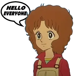 👋 HELLO EVERYONE Anime, Dziewczyna, Cześć, Powitanie, Kreskówka telegram sticker