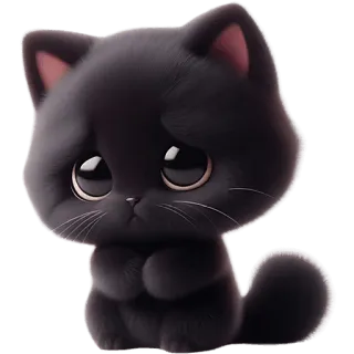 🥺 gato, gatinho, fofo, adorável, animal, animal de estimação, gato preto whatsapp sticker
