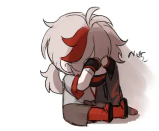 ☁️ Kaedehara Kazuha Genshin Impact Kaedehara Kazuha, Genshin Impact, Anime, Videospiel, Charakter, Chibi, Traurig telegram sticker