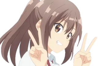 😁 动漫, 女孩, 和平标志, 可爱, 卡通, 快乐 telegram sticker