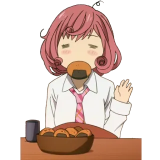 😑 anime, girl, eating, cute, food telegram sticker