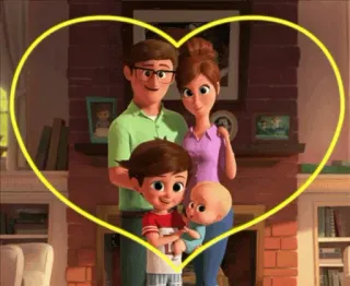 👪 famille, dessin animé, coeur, amour, animation telegram sticker