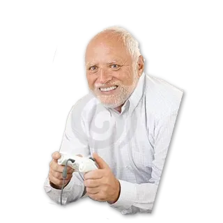 😬 Harold meme, hiding the pain, gamer, smile, internet telegram sticker