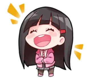 😂 Аниме, Девушка, Милый, Мультфильм, Счастливый, Чиби telegram sticker