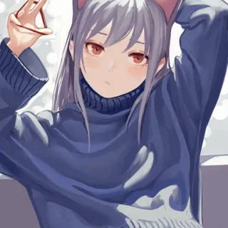 😕 ragazza anime, orecchie da gatto, maglione, carina, ragazza, opera d'arte telegram sticker
