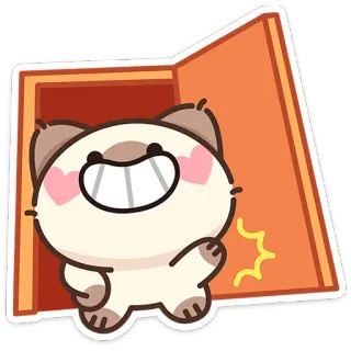 😁 Dessin animé, Animal, Chat, Porte, Mignon, Coeurs telegram sticker