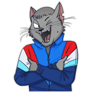😉 cat, animal, sticker, cartoon, tracksuit, cool whatsapp sticker