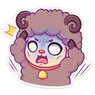 😱 pecora, spaventato, scioccato, cartone animato, animale, adesivo, personaggio, carino telegram sticker