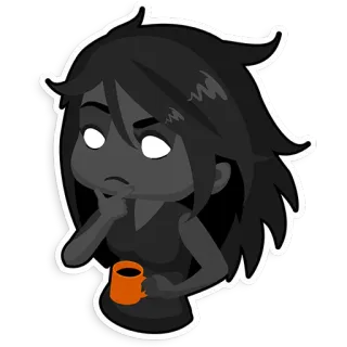 🤔 Dessin animé, Femme, Café, Réflexion, Pensif, Boisson telegram sticker