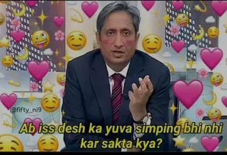 👉 Ab iss desh ka yuva simping bhi nhi kar sakta kya? 舔狗, 青春, 问题, 爱心, 表情符号 telegram sticker